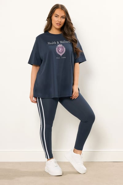 Yours Active Marineblauwe Legging Met Zijstreep Size 42