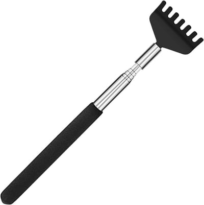 Verstelbare RVS Rugkrabber - Telescopisch 20-68cm, Draagbare Krabtool voor Man en Huisdier - Zwart