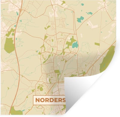 Muurstickers - Sticker Folie - Norderstedt - Plattegrond - Kaart - Vintage - Stadskaart - 100x100 cm - Plakfolie - Muurstickers Kinderkamer - Zelfklevend Behang XXL - Zelfklevend behangpapier - Stickerfolie