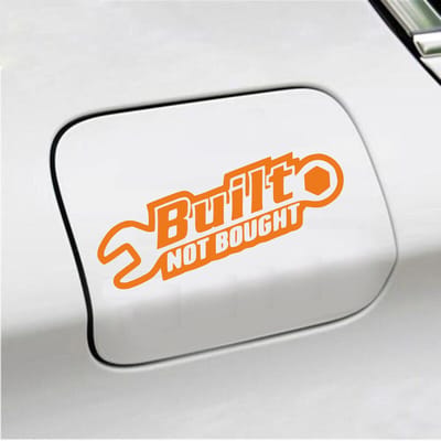 Bumpersticker - Built Not Bought - 8 X 20 - Oranje