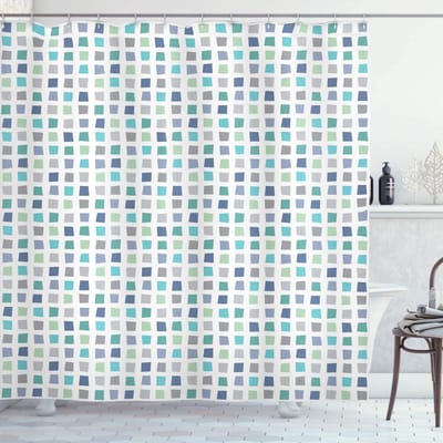 ABAKUHAUS Douchegordijn – Minimalistische Vierkanten – 175x240 cm – Meerschaum