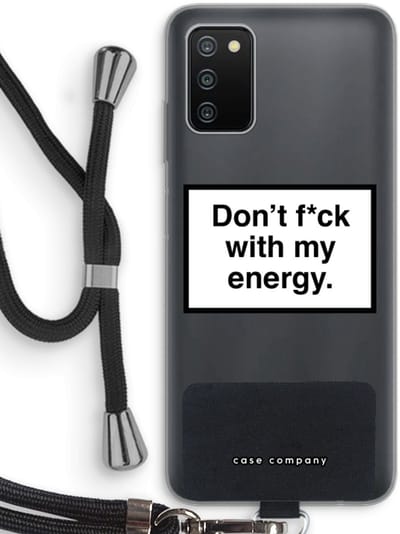 Hoesje met koord geschikt voor Samsung Galaxy A03S hoesje met Koord - My energy - Telefoonhoesje met Zwart Koord - Bescherming aan alle Kanten en Over de Schermrand