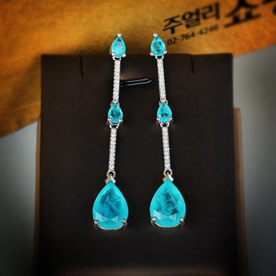 High-Definition Kwast Paraiba Edelsteen Sieraden Lange Oorbellen Vrouwelijk Stempels Bruiloftsfeest Sieraden Cadeau orange