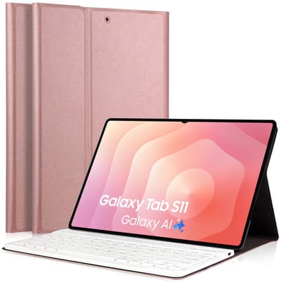Hoes met toetsenbord geschikt voor Samsung Galaxy Tab S11 - Keyboard Book Case Cover Hoesje Rosegoud