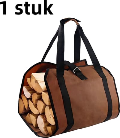 1 stuk - Canvas brandhoutzak - Grote capaciteit brandhout opbergzak - Lumberjack Bag slijtvaste brandhout transportzak - Bruin