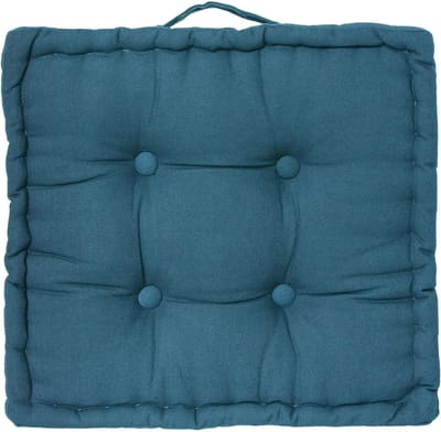 Atmosphera Vloerkussen Square - blauw - katoen - 38,5 x 38,5 x 8 cm - vierkant - Extra dik - matraskussen/zitkussen