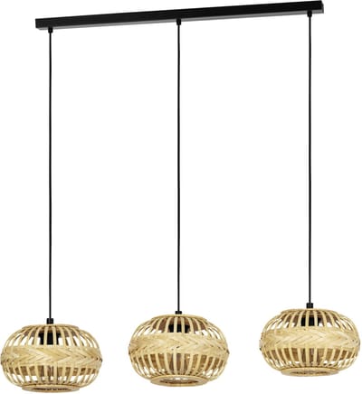 EGLO Amsfield 1 Hanglamp - E27 - 96 cm - Zwart|Hout
