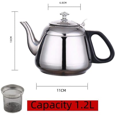 1.2/1.5/2L Roestvrijstalen Theepot Huishoudelijke Waterkoker met Thee-ei Inductiekookplaat Verwarmingsketel Metalen Koffiepot