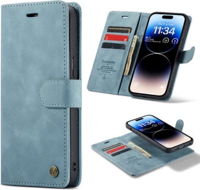 Casemania – Bookcase 2 in 1 – Geschikt voor – Samsung S24 FE – Licht Blauw