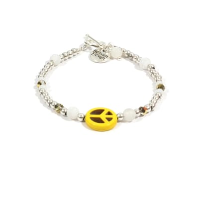 Heaven Eleven - dames - Armband - zilver - plating - wit - yellow - peace