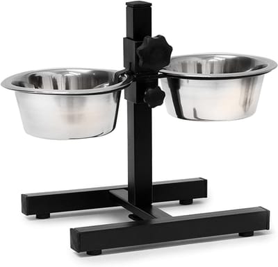 RWB® Voerbak Hond Met Standaard - Voerbak Hond - Anti Schrokbak Hond - Zilver - 27cm x 36cm x 22cm
