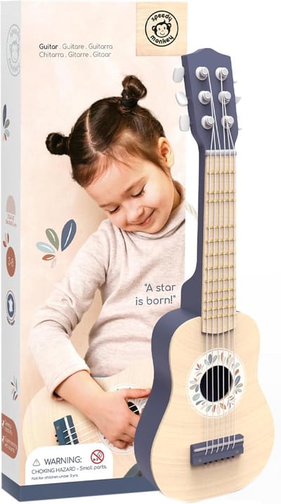 Houten Speelgoedgitaar voor Kinderen Blauw - Muzikaal Educatief Speelgoed