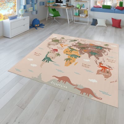 Kinderkamertapijt, jongenskamertapijt, meisjeskamertapijt, antislip dinosaurussen, aarde