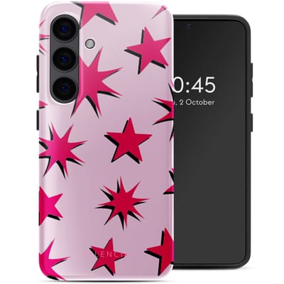 Selencia Hoesje - Geschikt voor Samsung Galaxy S24 - Backcover - Stars Rubine Red Light Pink