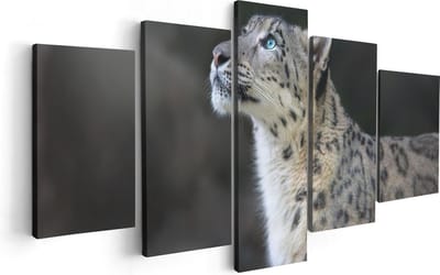 Artaza Canvas Schilderij Vijfluik Luipaard Met Blauwe Ogen  - 100x50 - Foto Op Canvas - Canvas Print