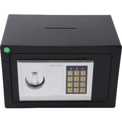 Coffre-fort électronique numérique Serrure à clé et à clavier Boîte de sécurité en acier au manganèse avec alarme sonore pour la maison, le bureau, l'hôtel gray