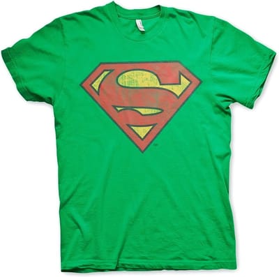 DC Comics Superman Heren Tshirt -S- Washed Shield Groen