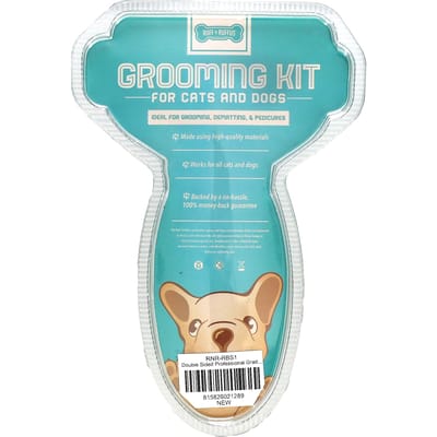 Ruff 'N Ruffus, kit de toilettage pour chat et chien, râteau à gel et coupe-ongles, Aqua, 1 râteau à gel et 1 coupe-ongles. blue