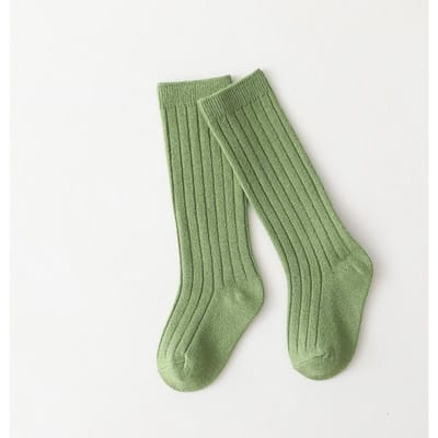 Nieuwe Effen Baby Jongens Meisjes Kniehoge Lange Sokken Katoen Ademend Streep Zacht Kinder Sok Kind Schooluniform Streep Sokken 0-1Years(S) lichtgroene kleur