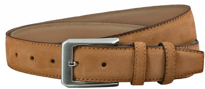 Houtkamp Suede Leren Pantalon Riem - Dames / Heren - Echt Leer - Cognac - Lengte totaal 100 cm / Riemmaat 85