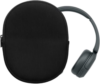 kwmobile headset case geschikt voor Sony WH-CH520 / WH-CH510 / MDR-ZX110 hoes - 22,5 x 17 cm - Koptelefoon cover met rits - Neopreen en ribfluweel - In zwart