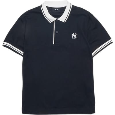 MLB New York Yankees Merklogo Coole Zonbescherming Mode Gestreept Rand Pullover Recht Korte Mouw Poloshirt Unisex poloshirts 3APQB0253-50BKS M white