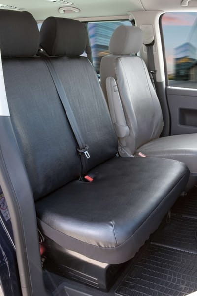 Walser Autostoelhoes Transporter Fit Kunstleer antraciet geschikt voor VW T5 - Dubbele Bank front