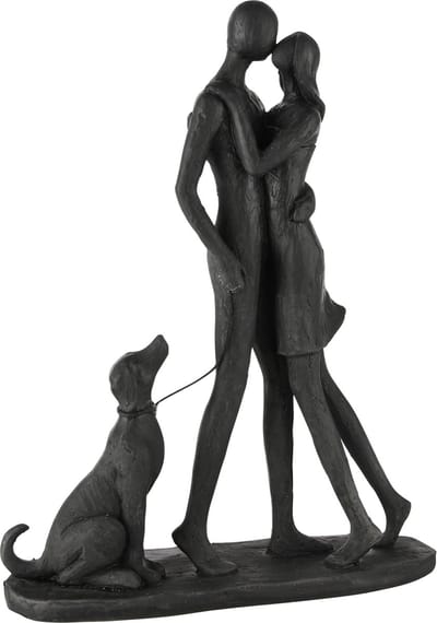 Dekoratief | Koppel m/hond, zwart, resina, 21x7x27cm | A245167