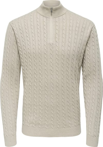 ONLY&SONS - ONSLOUI REG 12 CABEL HALF ZIP KNIT NOOS - Heren - Gebreide truien