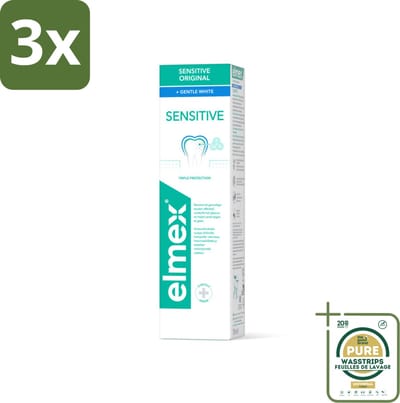 3 x Elmex Tandpasta Sensitive Gentle White 75 ml - Grootverpakking - Tandpasta - Mondhygiëne - Tanden - Tandvlees - Glimlach