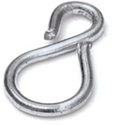 Gesloten S-haak 1,3 mm – 15 x 9 mm – messing vernikkeld – per 5 stuks