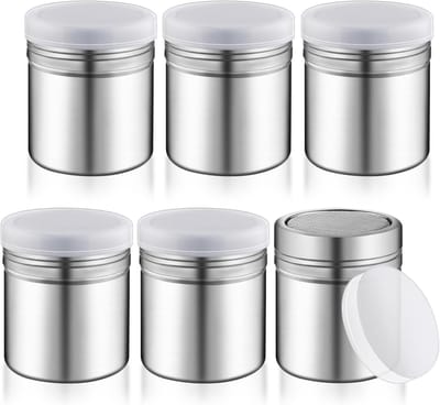 6-pack roestvrijstalen shakerbekers - fijne maaswijdte - perfect voor kaneel, zout, peper en meer