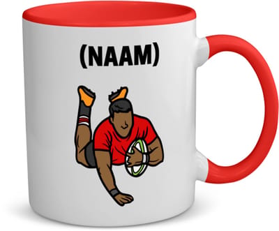 Akyol - rugby met eigen naam koffiemok - theemok - rood - Rugby - rugbyer - sport - 350 ML inhoud