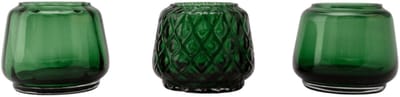 XLBoom Kuro T-Light Mix Set 3 Moss groen– Mondgeblazen glazen theelichthouders (set van 3) – Kies uit Moss | Smokey | Plum – Design woonaccessoire