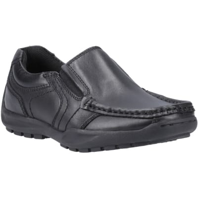 Hush Puppies Morgan Leer Jongens Zwarte Loafers