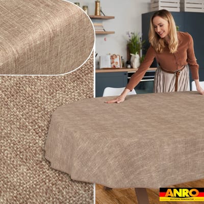 ANRO Tafelkleed Effen linnenlook Meerkleurig Ovaal 160x140cm Met sierband Afwasbaar Waterafstotend