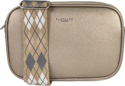 Flora&Co - Paris - Crossbody handtas - 3 vakken met rits - instelbare riem & fashion riem - goudkleurig
