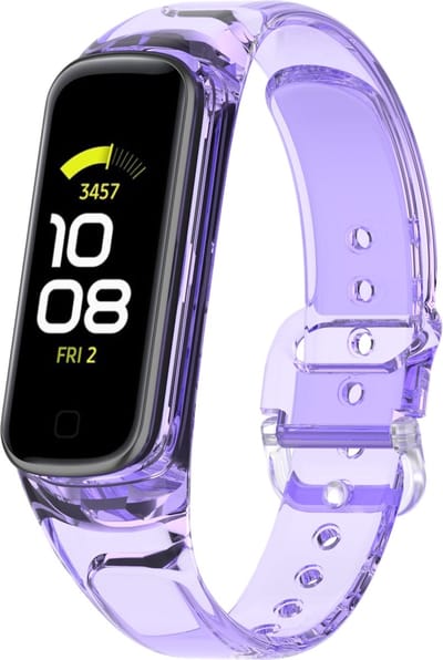 By Qubix - smartwatch bandje - Compatible Samsung bandje - Doorzichtige TPU band (zon verkleurend) - Transparant paars - Geschikt voor Samsung Galaxy Fit 2