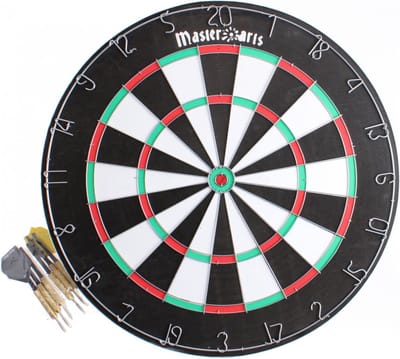 Masterdarts Dartboard - O45 Cm - Double Sided - Wood - With 6 Darts