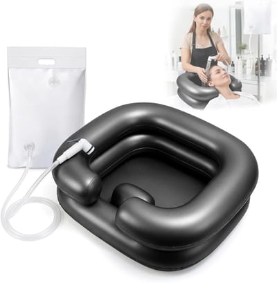 Opblaasbare haarwastafel voor bedlegers met douchekop en waterzak, ideaal voor haren wassen in bed, geschikt voor zwangere vrouwen, gewonden en ouderen
