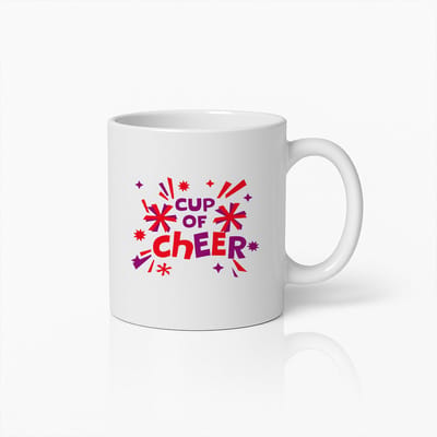 Feestelijke Mok 330ml – “Cup of Cheer” Kleurrijke Feest Koffiemok, Perfect Cadeau voor Kerst- en Feestliefhebbers