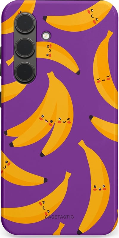 Casetastic Hoesje Geschikt voor Samsung S24 - Stijlvolle Beschermende Duo-layer Case - Kawaii Bananen