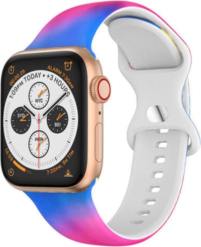 Strap-it Siliconen band met print - Geschikt voor Apple Watch (Series 12/11/10), (SE 3/2/1), (Series 9/8/7/6/5/4) - 38/40/41/42mm - Colorful - Bandje siliconen met print - iWatch bandje