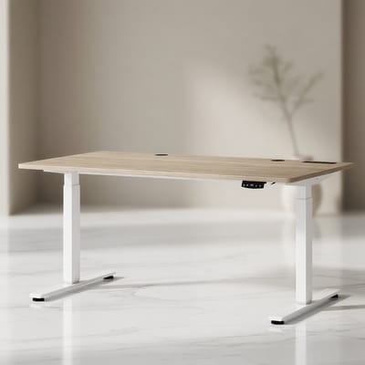 Elektrisch Zit-Sta Bureau 160x80 cm met Stopcontacten & USB – In Hoogte Verstelbaar Bureau met Geheugenfunctie, Ergonomisch Thuiswerk Bureau Beige | Mobili Bella