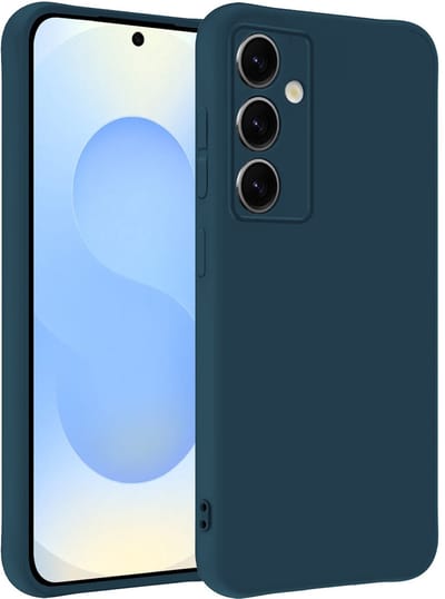 Hoesje - Geschikt voor Samsung Galaxy S25 FE - Sterk & Shockproof - Siliconen Case - Hoes Cover - Telefoonhoes - Donkerblauw