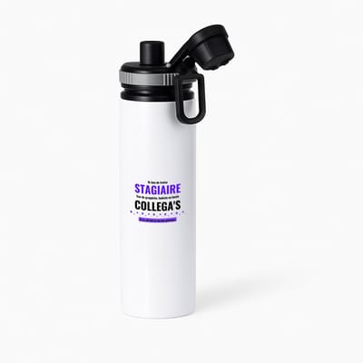 Hacebo® - ik ben de trotste stagiaire van de grappigste, leukste en beste collega's, en ja dit heb ik van hun gekregen waterfles met draaidop grijs - de trotste stagiaire - collega's - werknemers - verjaardagscadeau - water fles - 850ML