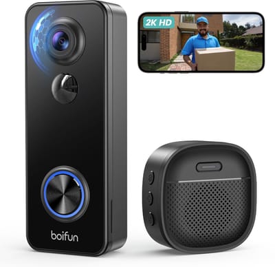 Boifun Video Doorbell J7 - 2K HD - Battery - Easy Installation - Night vision - AI-Mensdetectie & Waarschuwing - No Subscription Fees