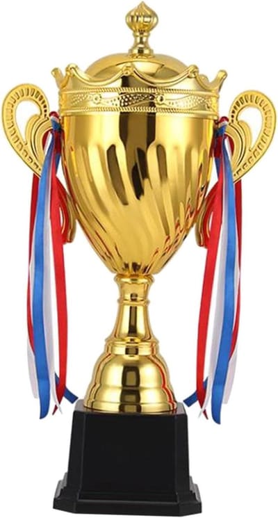 Trofee Beker - Winst Prijs - Sportwedstrijden Vieren - Met Dubbele Oor - 36 Cm - Goud