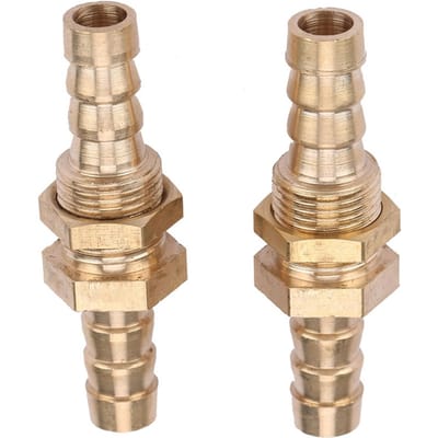 2 Stuks Slangpilaar Messing Schotdoorvoer Pijpfitting Koppeling Connector Adapter (10 mm)