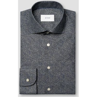 Eton Overhemd Tonal Ornamental Pattern Signature Twill Navy / male